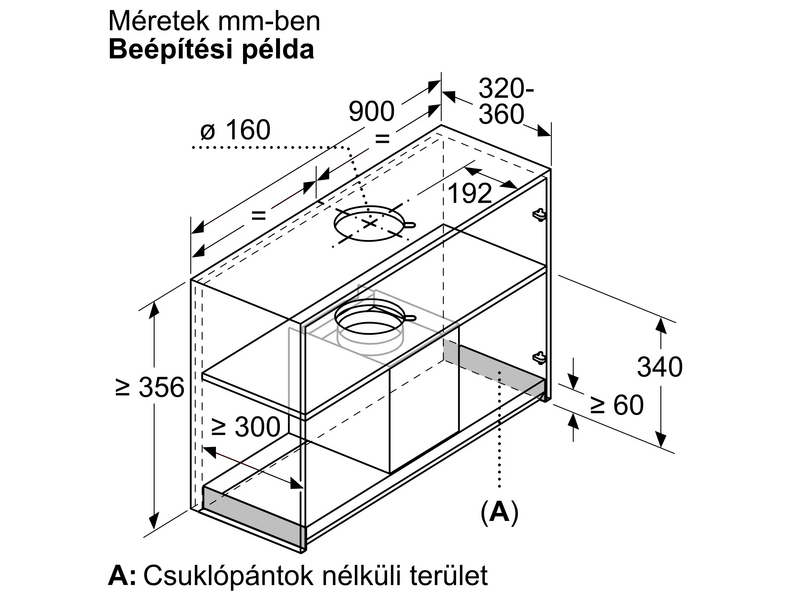 Bosch DBB97DP60 Beépíthető páraelszívó, fekete