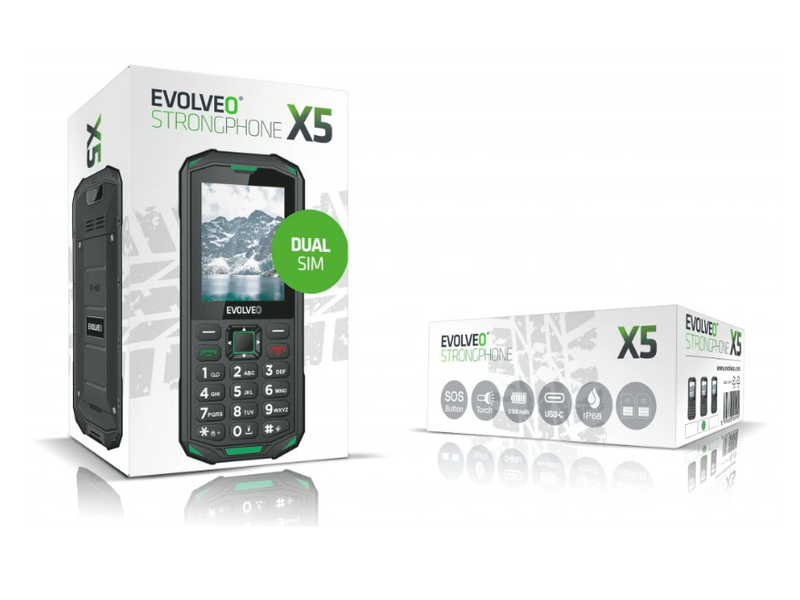 Evolveo StrongPhone X5 strapabíró Dual SIM telefon, fekete-zöld (SGM SGP-X5-GR)