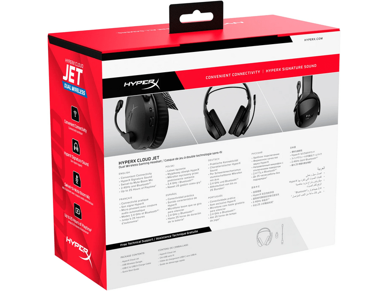 HyperX Cloud Jet Wireless Gamer headset, fekete (AJ0T1AA)