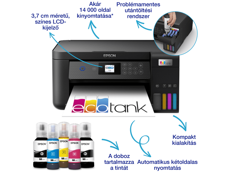 Epson L4260 színes MFP, DUPLEX, 14 000/5200 oldal tintával