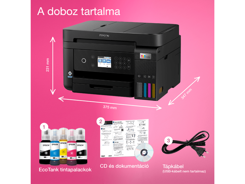 Epson L6270 színes MFP, DUPLEX, 14 000/5200 oldal tintával