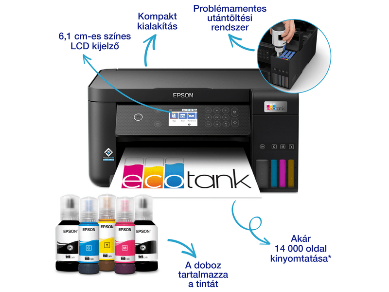 Epson L6260 színes MFP, DUPLEX, 14 000/5200 oldal tintával