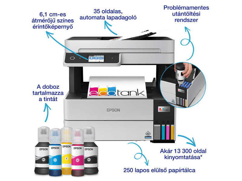 Epson L6460 színes MFP, DUPLEX, 13 000/5200 oldal tintával