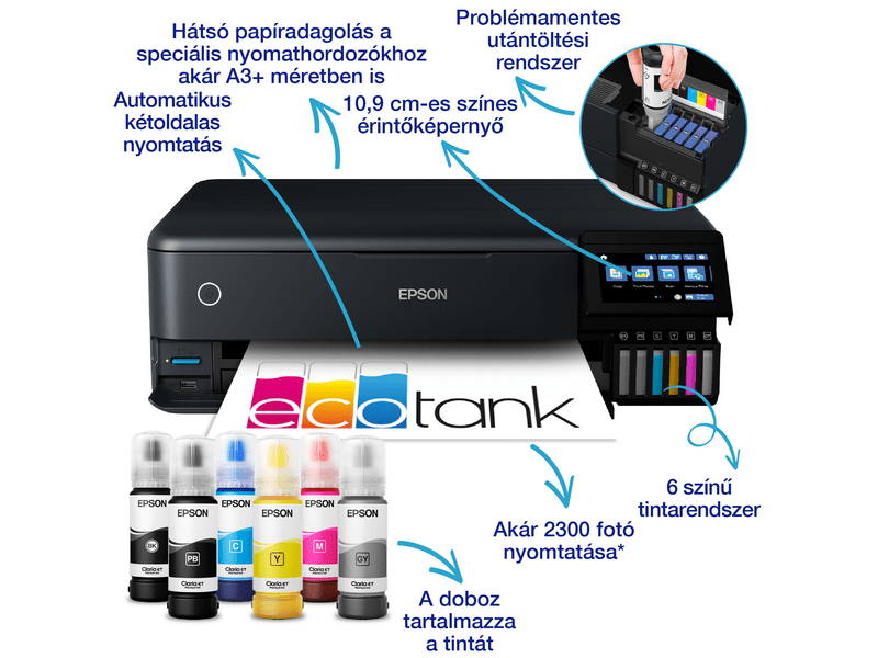 Epson L8180 fotónyomtató MFP 1800 fotóra elegendő tintával