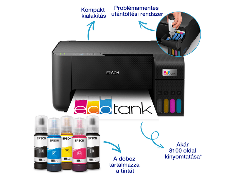 Epson L3230 színes MFP, USB, 8100/6500 oldal tintával