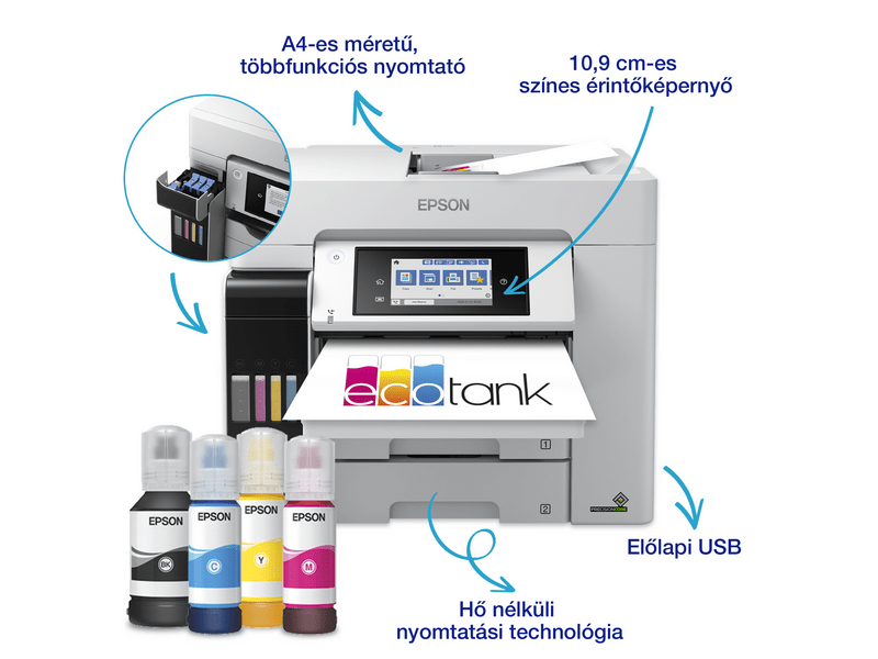Epson L6580 színes MFP, Duplex, 8100/6500 oldal tintával