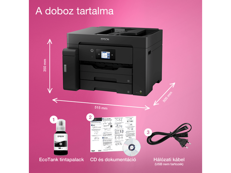 Epson M15140 A3 mono MFP, DUPLEX, WiFi, 4500 oldal tintával