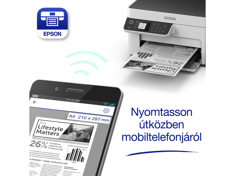 Epson M2120 mono MFP, WiFi, 5000 oldal tintával