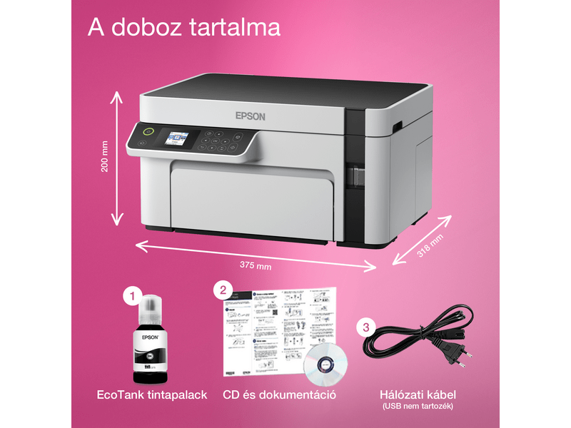 Epson M2120 mono MFP, WiFi, 5000 oldal tintával