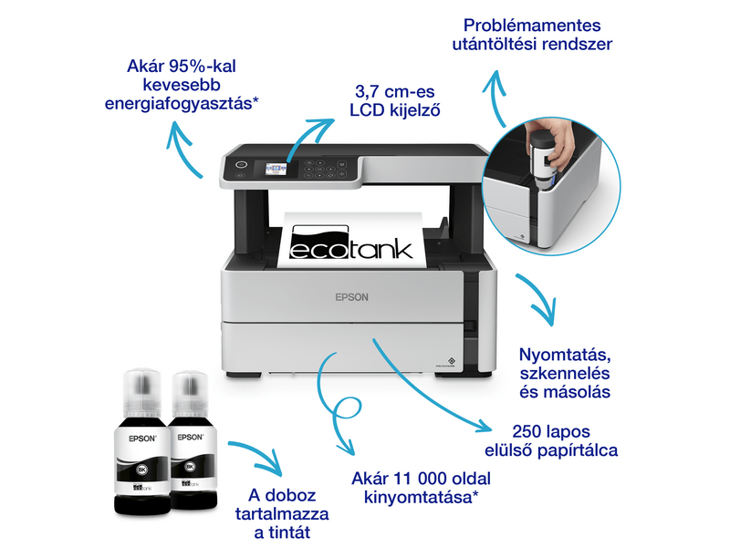 Epson M2170 Mono MFP WiFi/LAN 11 000 oldal tintával