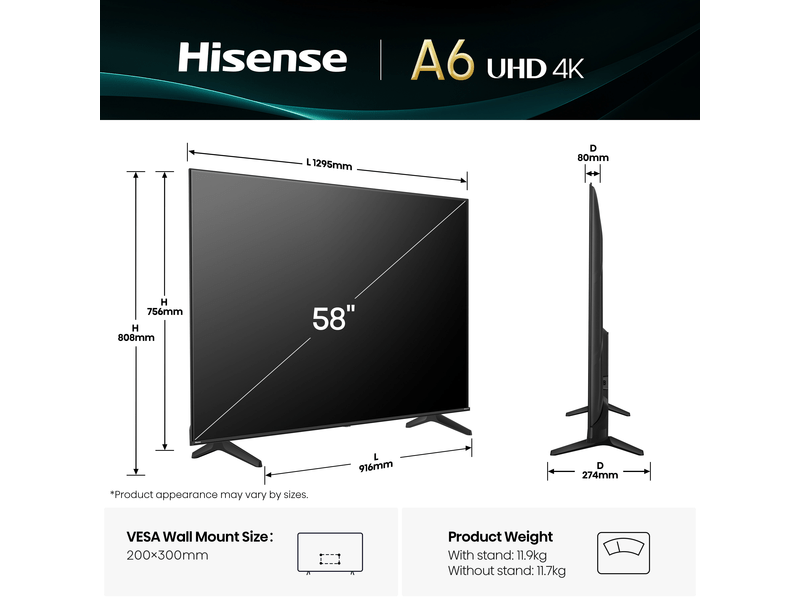 Hisense 58A6Q 58" 4K UHD Smart TV
