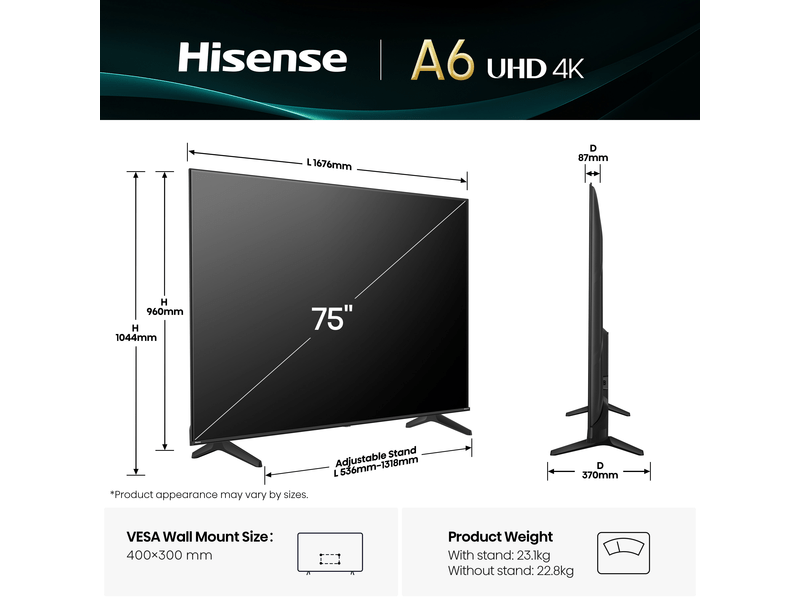 Hisense 75A6Q 75" 4K UHD Smart televizor