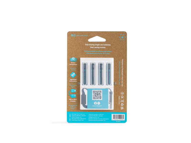 Paleblue USB-C punjiva baterija, 4xAAA
