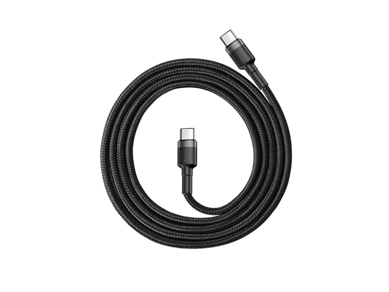 Baseus USB Type-C 60W Gyorstöltő adatkábel 1m, szürke/fekete (CATKLFGG1)