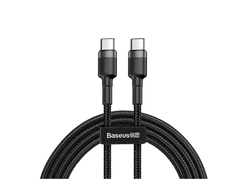 Baseus USB Type-C 60W Gyorstöltő adatkábel 1m, szürke/fekete (CATKLFGG1)