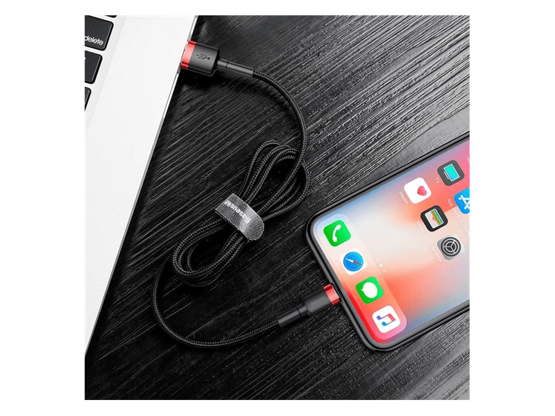 Baseus USB Type-A/Lightning töltőkábel 2m, piros/fekete (CALKLFC19)
