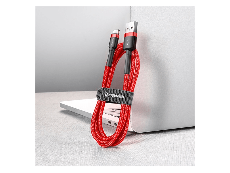 Baseus Cafule USB Type-C 2A Gyorstöltő adatkábel 2m, piros (CATKLFC09)