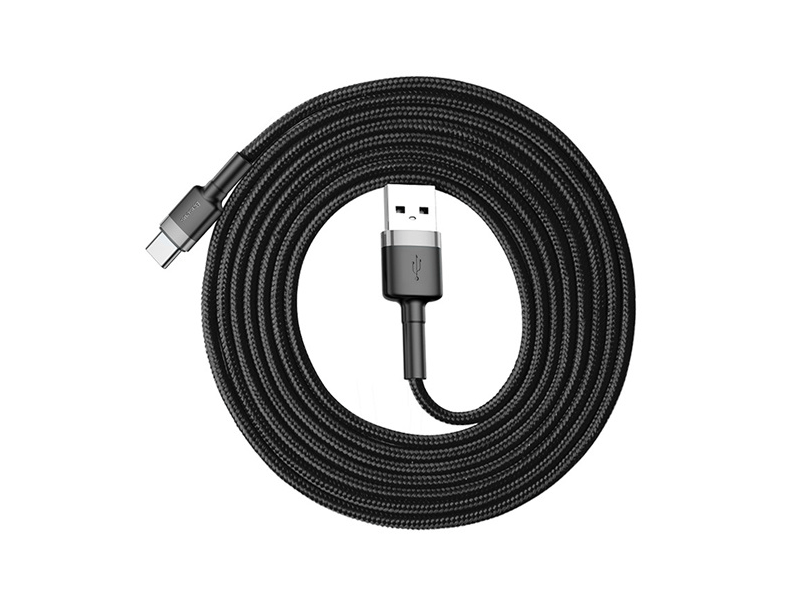 Baseus USB Type-C 2A Gyorstöltő adatkábel 2m, szürke/fekete (CATKLFCG1)