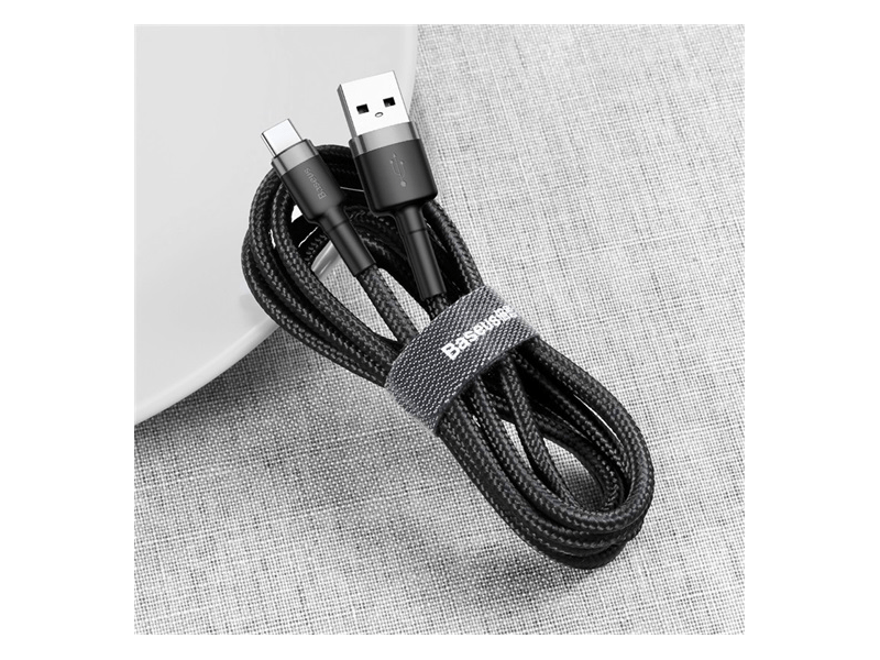 Baseus USB Type-C 2A Gyorstöltő adatkábel 2m, szürke/fekete (CATKLFCG1)