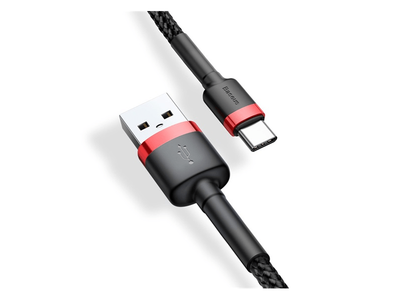Baseus USB Type-C Gyorstöltő adatkábel 0.5m, piros/fekete