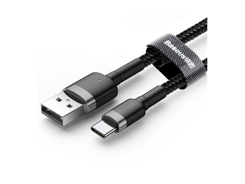 Baseus USB Type-C 3A Gyorstöltő adatkábel 0.5m, szürke/fekete
