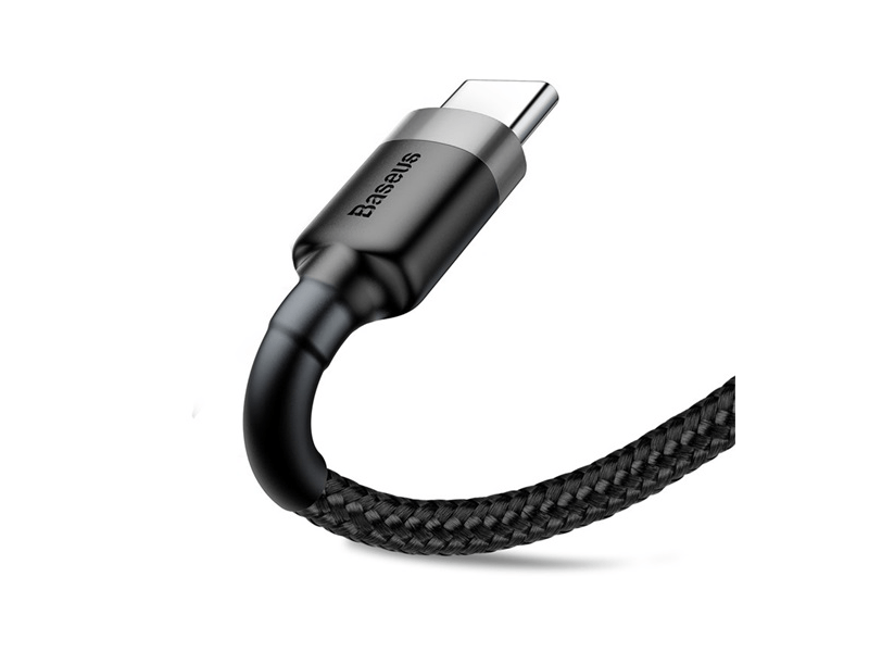 Baseus USB Type-C 3A Gyorstöltő adatkábel 0.5m, szürke/fekete
