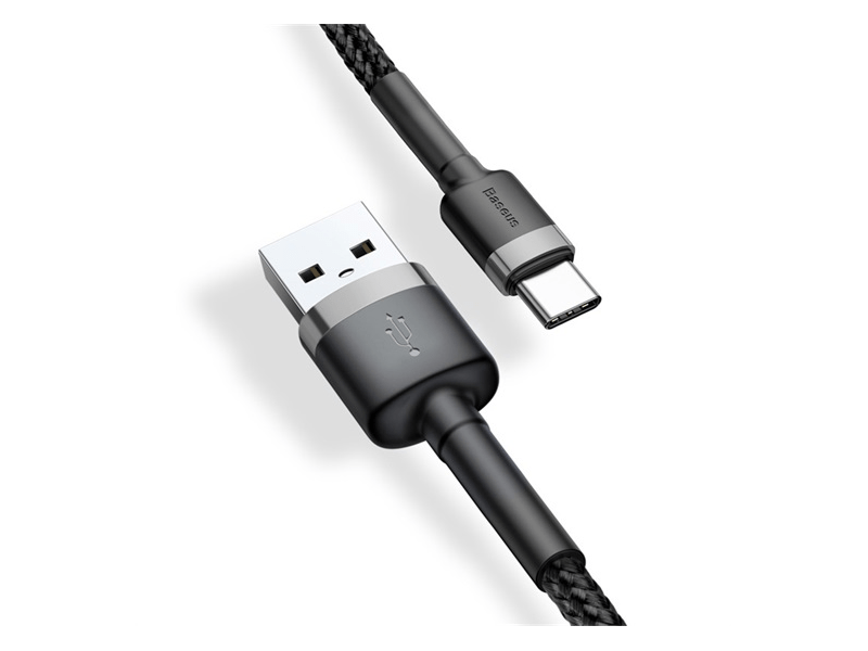 Baseus USB Type-C 3A Gyorstöltő adatkábel 0.5m, szürke/fekete