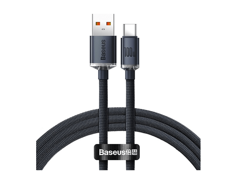 Baseus Crystal Shine USB Type-A – USB Type-C gyorstöltő adatkábel 1.2m, fekete