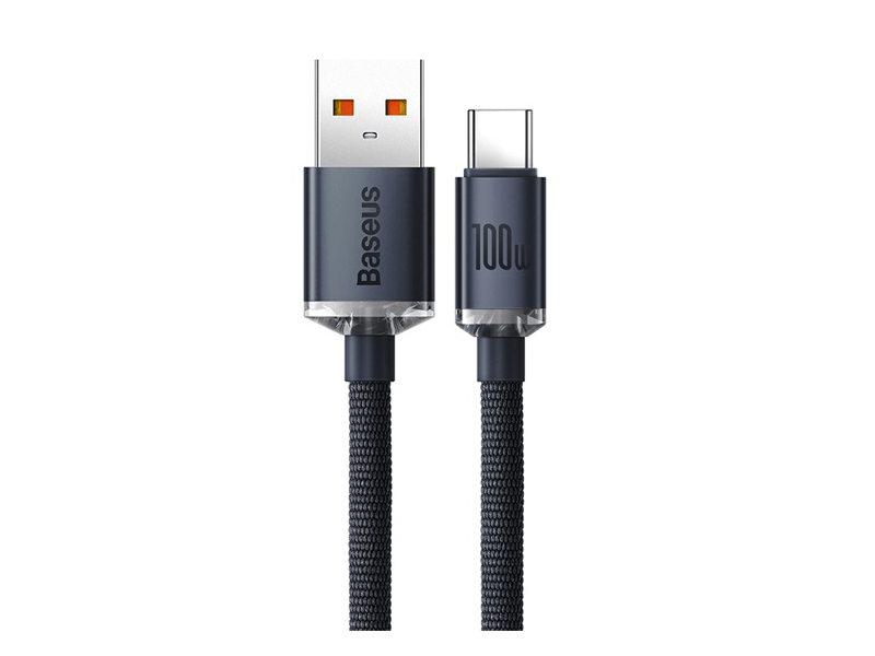 Baseus Crystal Shine USB Type-A – USB Type-C gyorstöltő adatkábel 1.2m, fekete