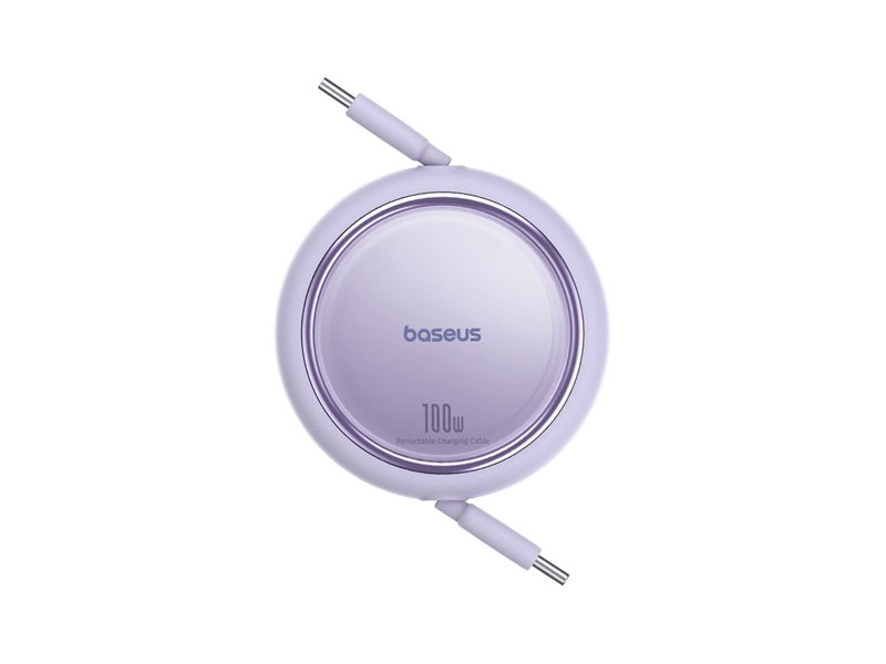 ACC Baseus Free2Draw Mini USB Type-C, 100W gyorstöltő adatkábel, kihúzható, automata behúzó funkcióval, 1m, lila