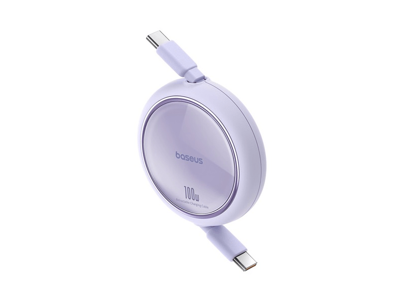 ACC Baseus Free2Draw Mini USB Type-C, 100W gyorstöltő adatkábel, kihúzható, automata behúzó funkcióval, 1m, lila