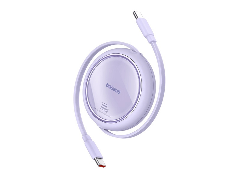 ACC Baseus Free2Draw Mini USB Type-C, 100W gyorstöltő adatkábel, kihúzható, automata behúzó funkcióval, 1m, lila