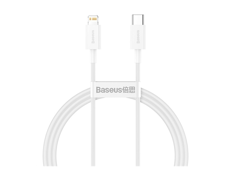 BaseusUSB Type-C/Lightning 20W Gyorstöltős adatkábel 1m, fehér (CATLYSA02)
