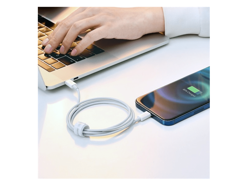 BaseusUSB Type-C/Lightning 20W Gyorstöltős adatkábel 1m, fehér (CATLYSA02)