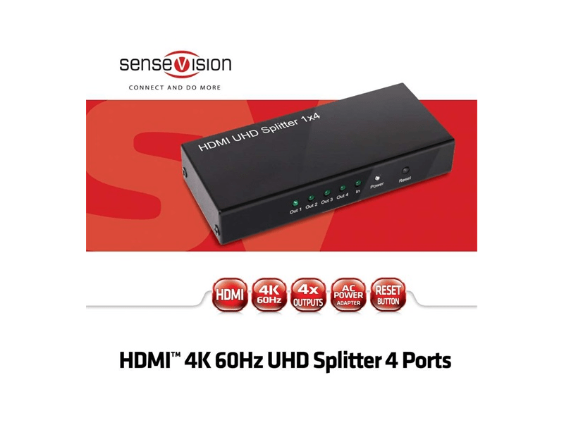 ADA Club3D HDMI 2.0 4K60Hz UHD Splitter 4 Ports