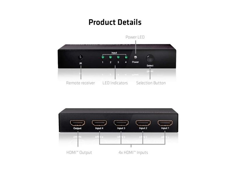 ADA Club3D HDMI 2.0 4K60Hz UHD Switchbox 4 ports