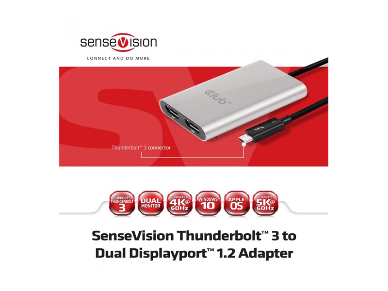 Club 3D CSV-1577 Thunderbolt 3 - Dual DisplayPort 1.2 Adapter