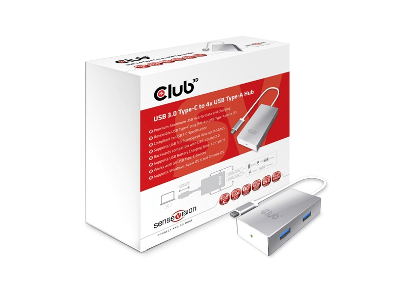 Club 3D CSV-1541 USB 3.0 Type-C – 4x USB Type-A HUB