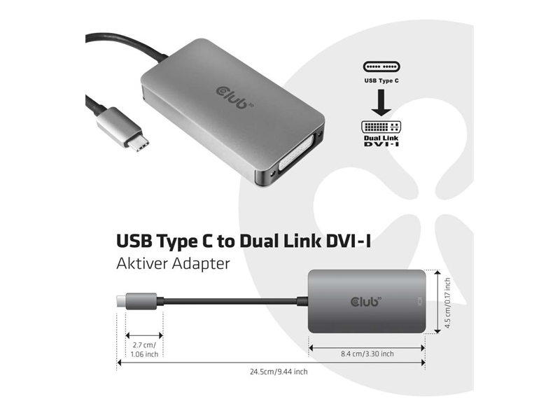 Club3D CAC-1510 USB3.2 Gen1 Type-C - Dual Link DVI-D adapter