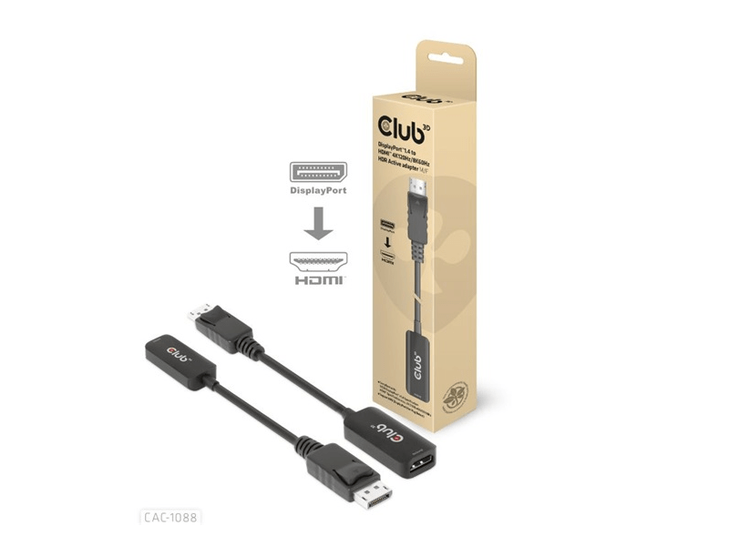 ADA Club3D DisplayPort1.4 to HDMI 4K120Hz/8K60Hz HDR Active adapter M/F