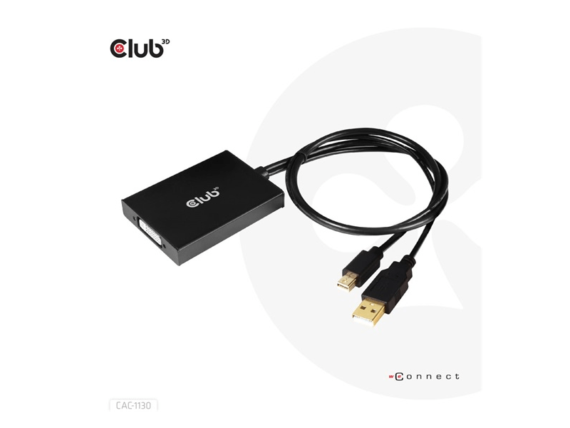 ADA Club3D Mini DisplayPort to Dual Link DVI, HDCP ON version Active Adapter - HDCP-támogatással rendelkező kijelzőkhöz