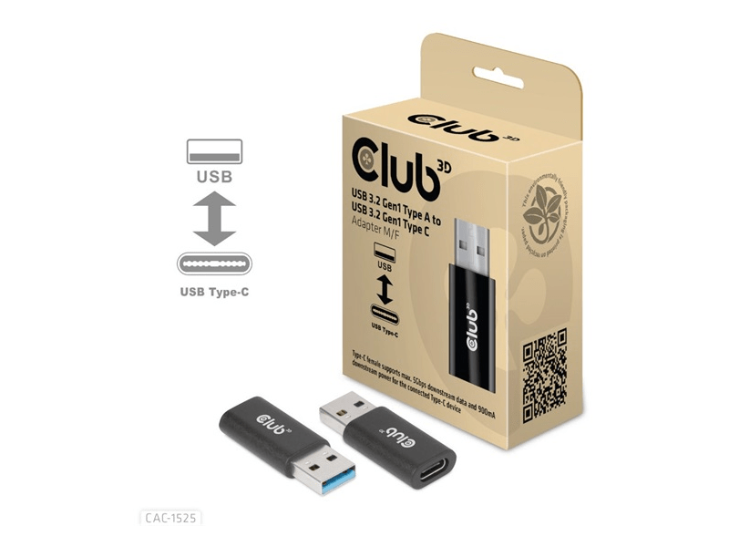 Club3D CAC-1525 USB 3.2 Gen1 Type A - USB 3.2 Gen1 Type C adapter