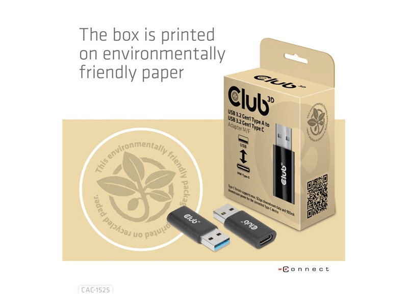 Club3D CAC-1525 USB 3.2 Gen1 Type A - USB 3.2 Gen1 Type C adapter