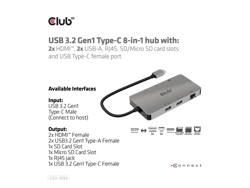 Club 3D CSV-1593 8in1 USB-C HUB