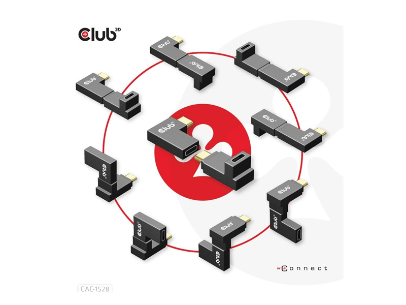 Club 3D CAC-1528 USB Type-C Szögletes adapter, 2 db