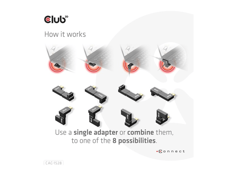 Club 3D CAC-1528 USB Type-C Szögletes adapter, 2 db