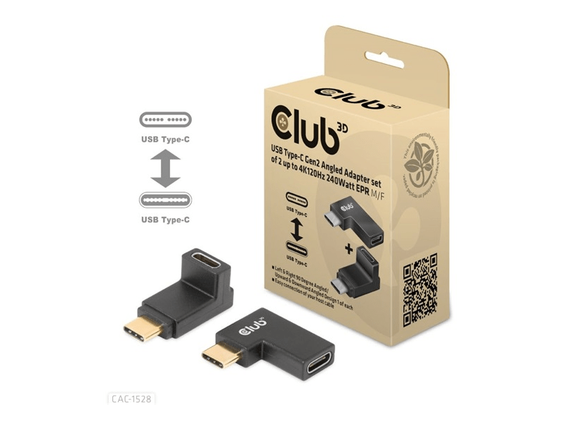 Club 3D CAC-1528 USB Type-C Szögletes adapter, 2 db