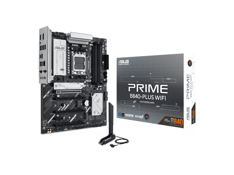 Asus Alaplap - AMD PRIME B840-PLUS WIFI AM5 (B840, ATX, 4xDDR5 7600+MHz, 4xSATA3, 3x M.2, HDMI+DP)