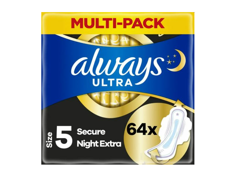 Always Ultra Egészségügyi betét, Secure Night Extra (64 db)