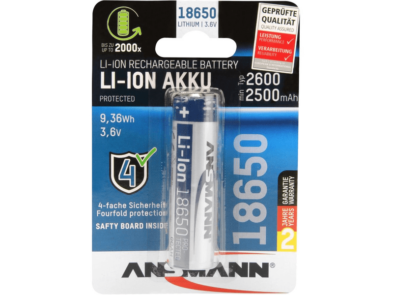 Ansmann 18650 Li-ion 2600mAh védett akkumulátor (1307-0000)